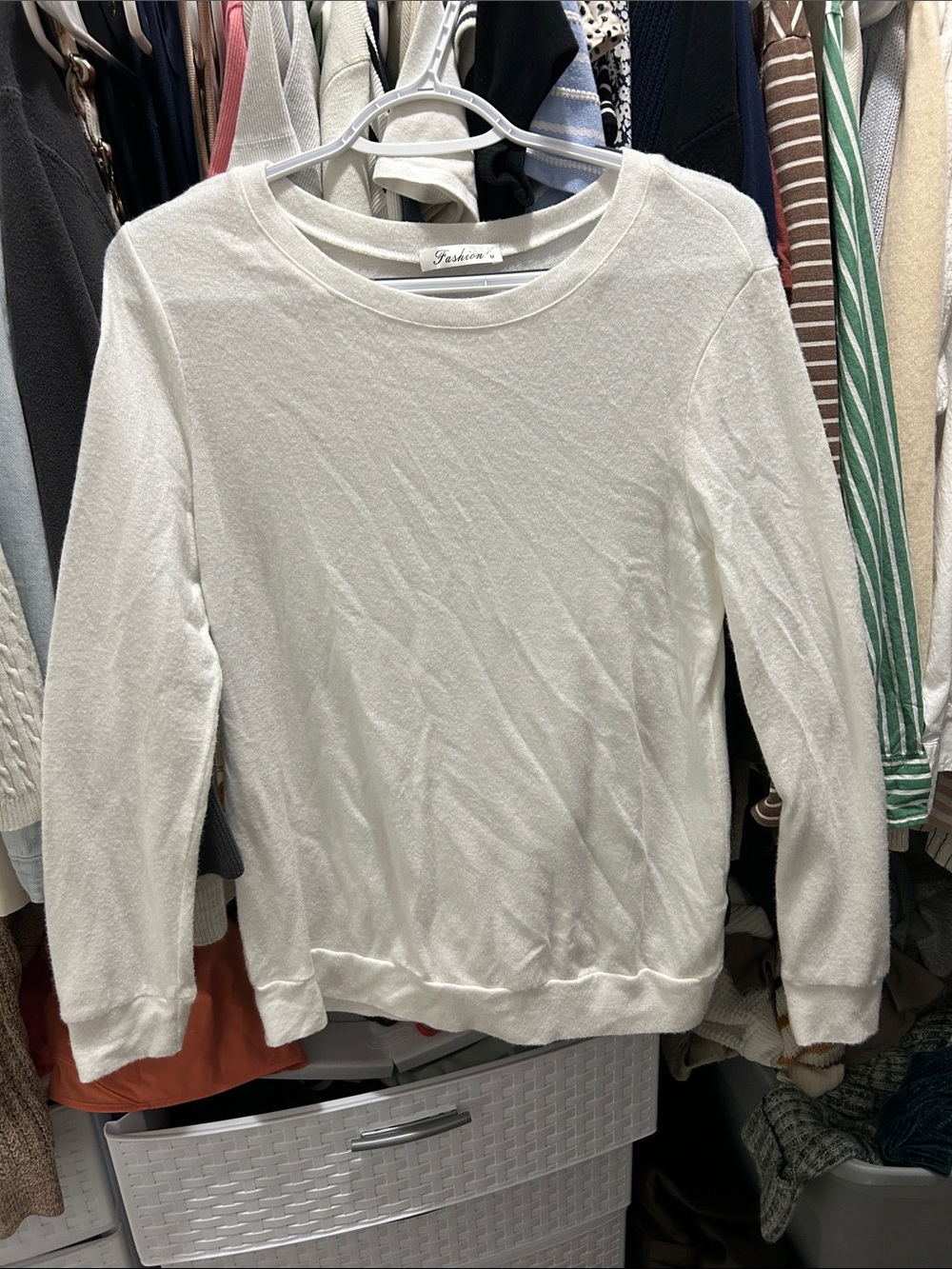 Super Soft Crewneck Women's Long Sleeve Tunic in White
